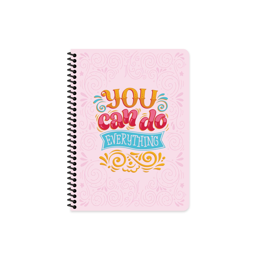 16,5x22,5 Tel Dikişli Plastik Kapak Çizgili Motto Defter - Pembe