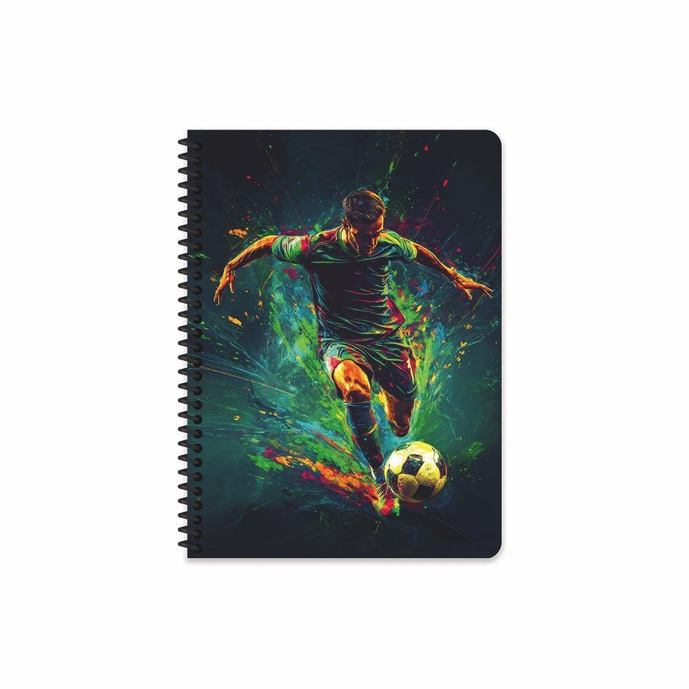 17x24 Spiralli Sert Kapak Kareli Futbol Defter - Mavi