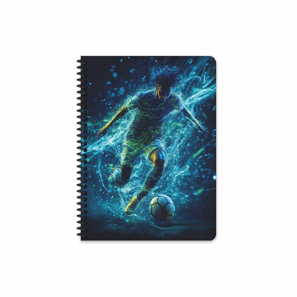 17x24 Spiralli Sert Kapak Kareli Futbol Defter - Mavi