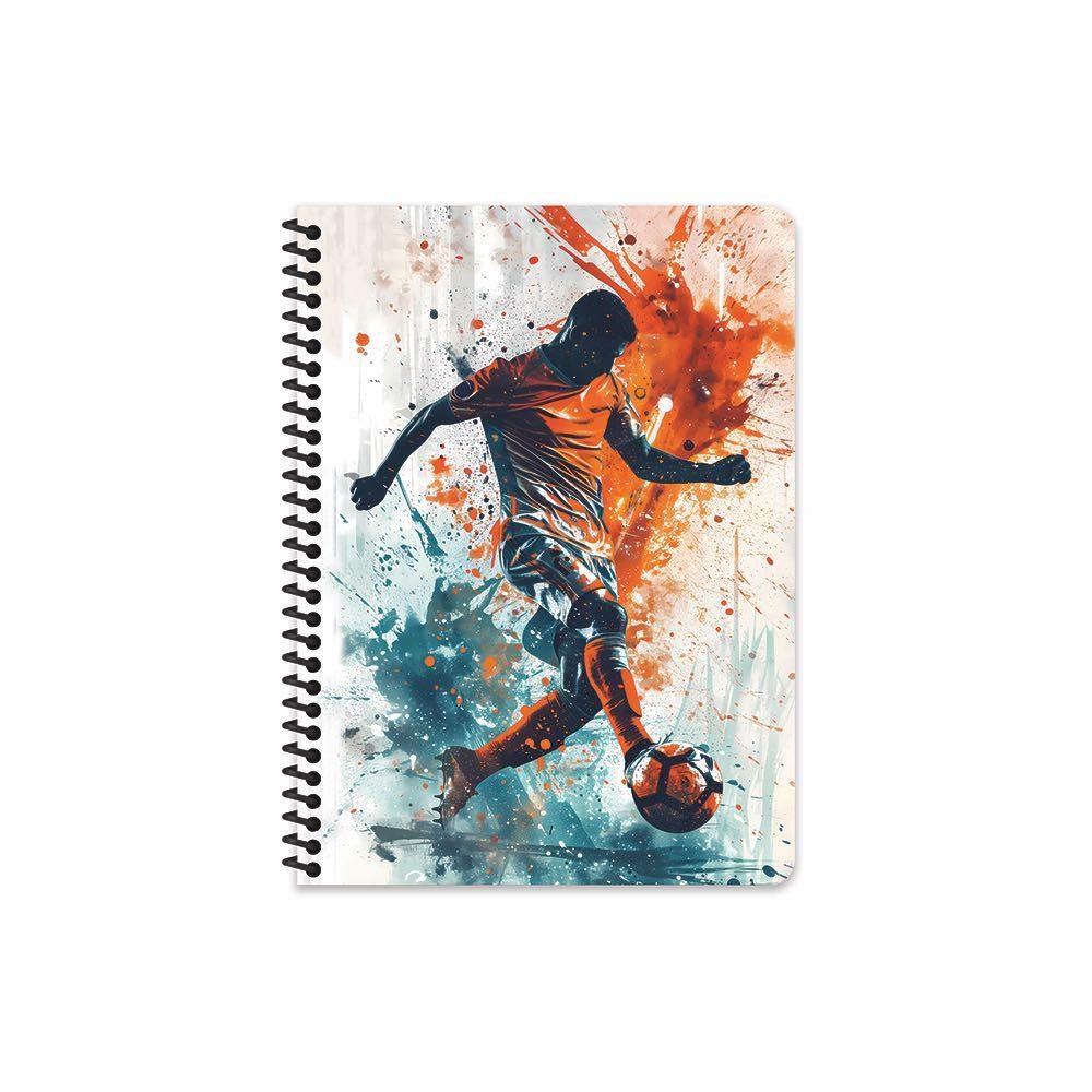 17x24 Spiralli Sert Kapak Kareli Futbol Defter - Beyaz