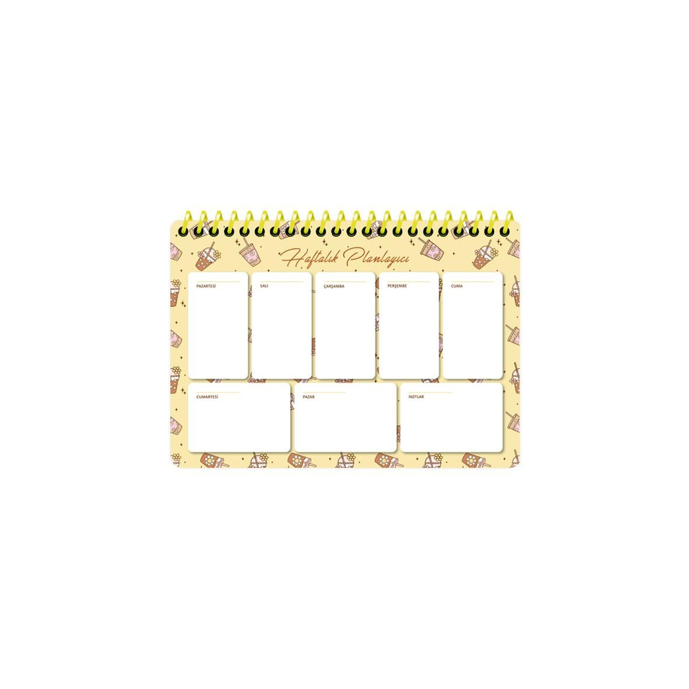 17x24 Spiralli Trend Haftalık Planner - Sarı