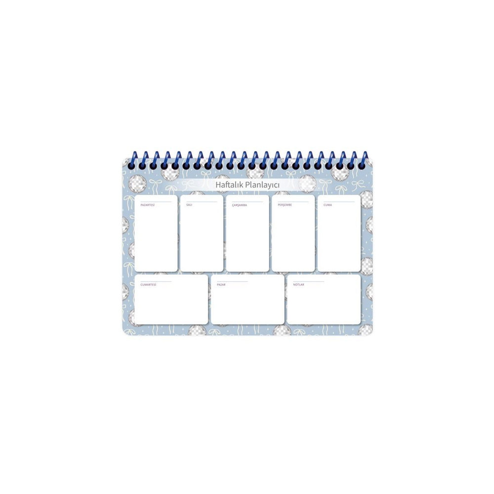 17x24 Spiralli Trend Haftalık Planner - Mavi