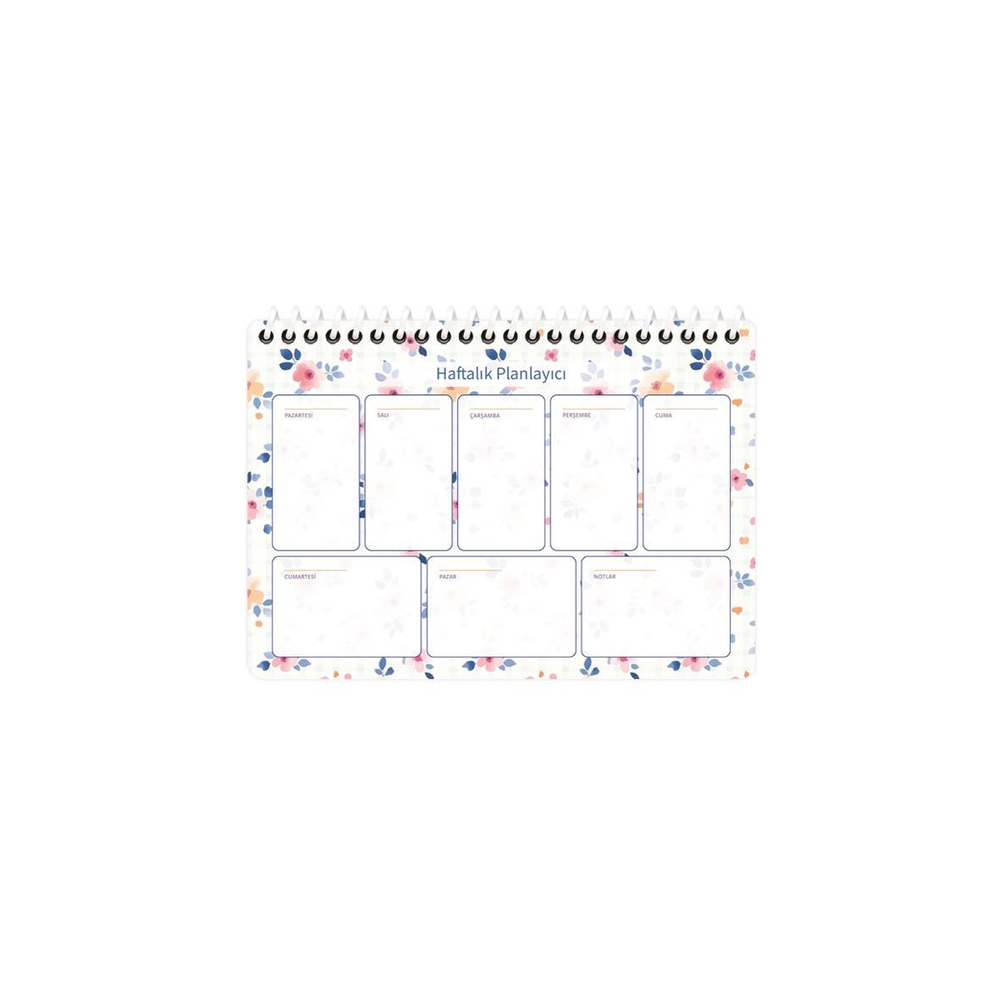 17x24 Spiralli Trend Haftalık Planner - Beyaz
