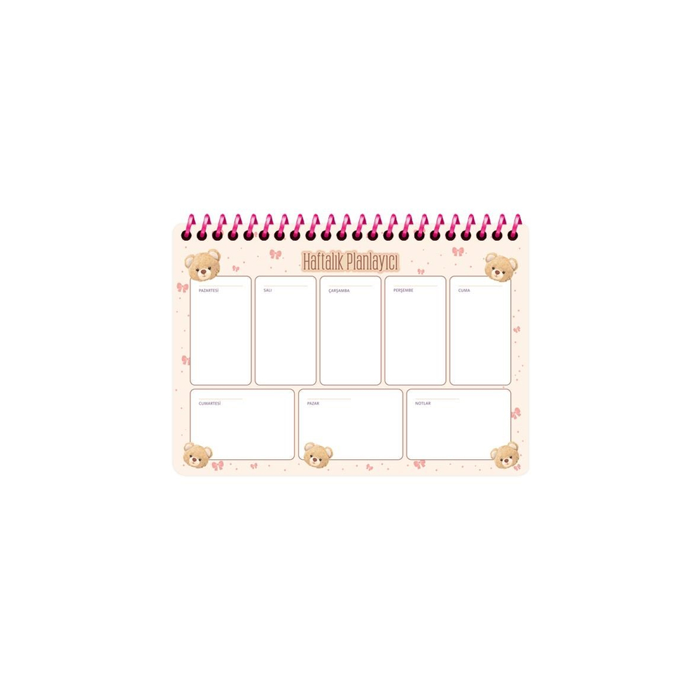 17x24 Spiralli Trend Haftalık Planner - Krem