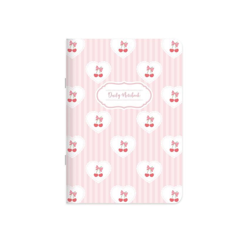 18,5x26 Kuşe Kapak Düz Kurdele Stickerli Defter - Kiraz