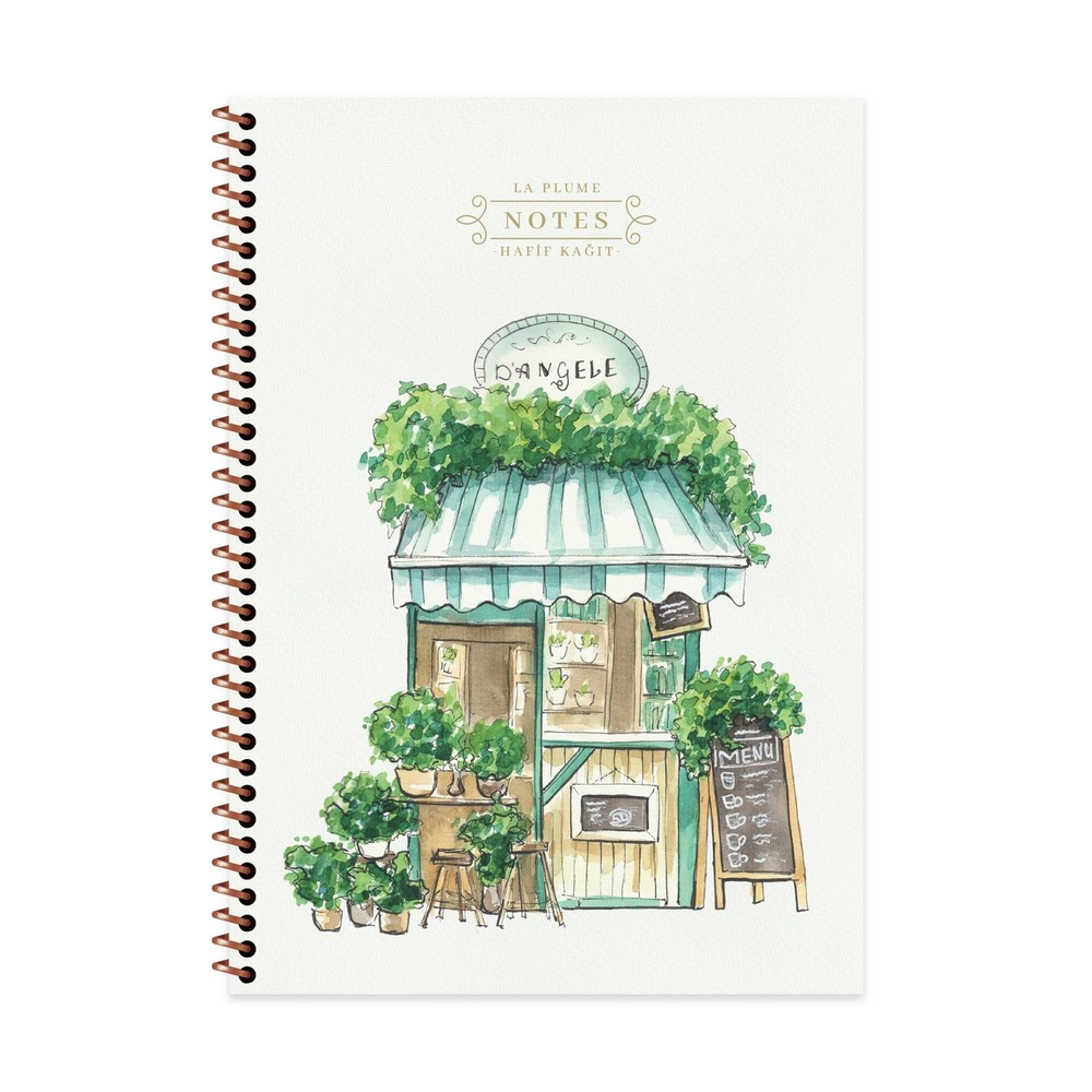 A4 Spiralli Kareli La Plume Shop Defter - Yeşil