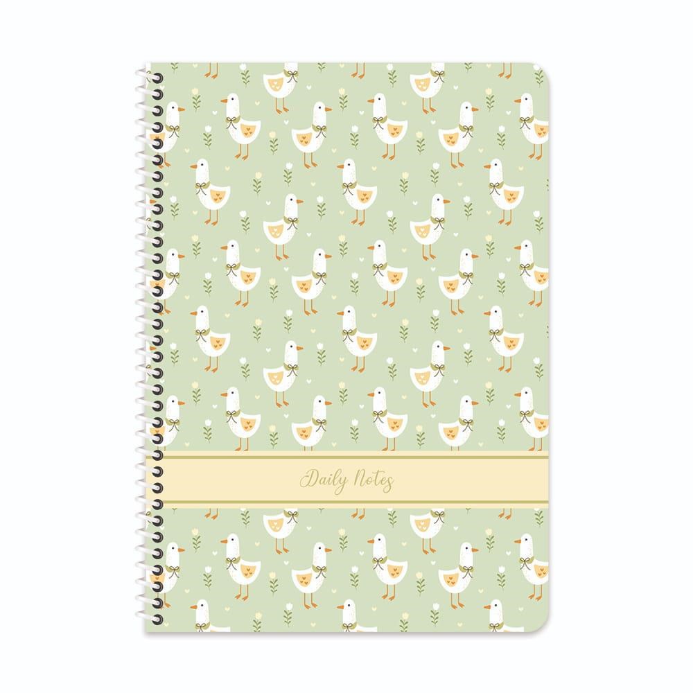 A4 Spiralli Karton Kapak Çizgili Doğa Defter - Yeşil