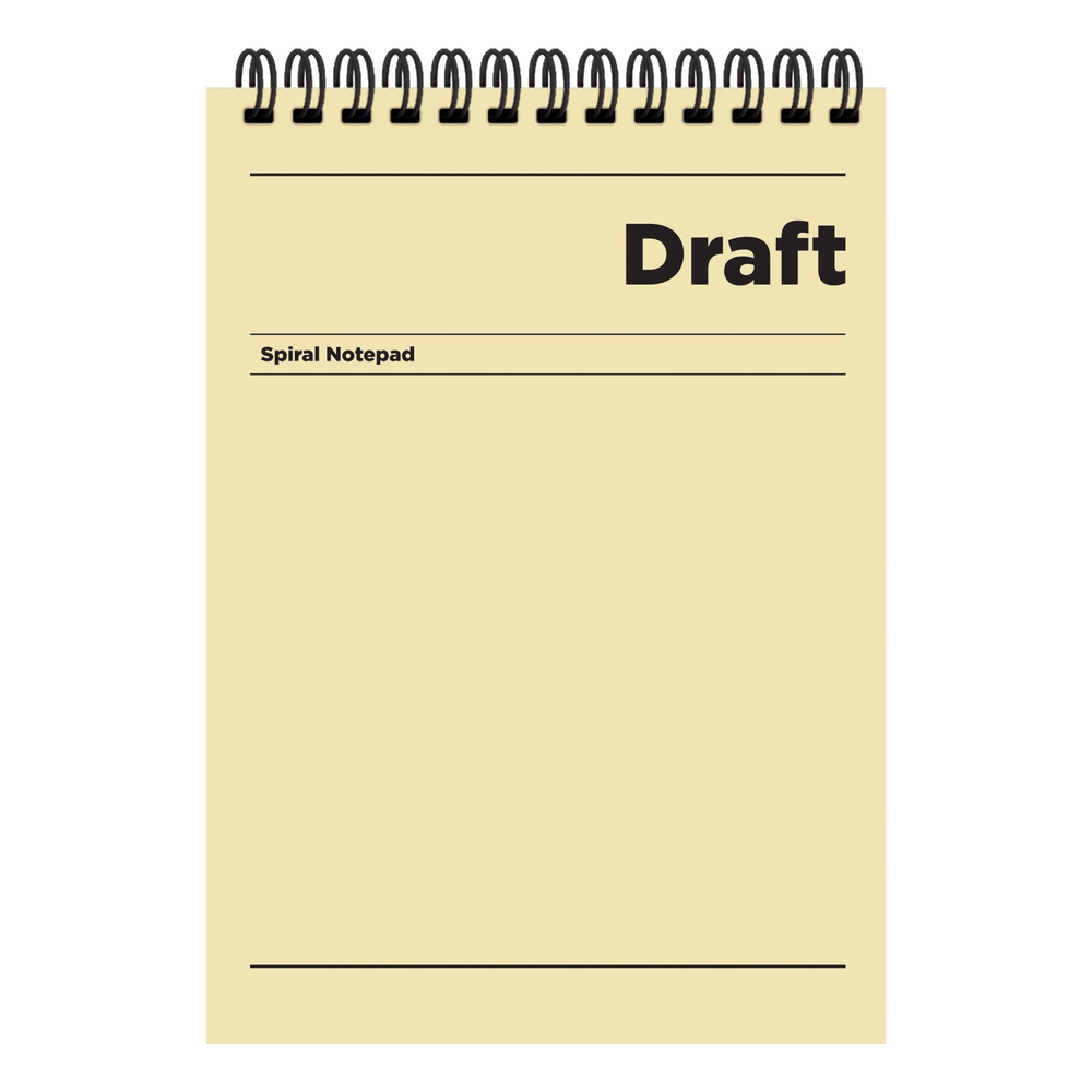 A4 Spiralli Karton Kapak Çizgili Draft Bloknot - Sarı