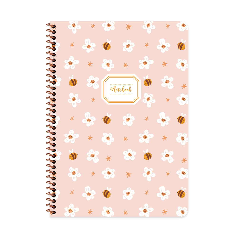 A4 Spiralli Karton Kapak Çizgili Hayvanlar Defter - Arı