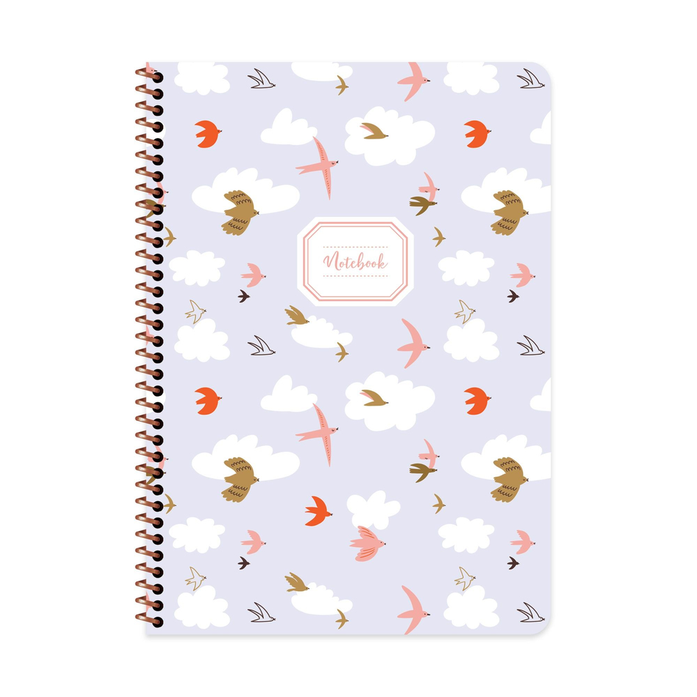 A4 Spiralli Karton Kapak Çizgili Hayvanlar Defter - Kuş