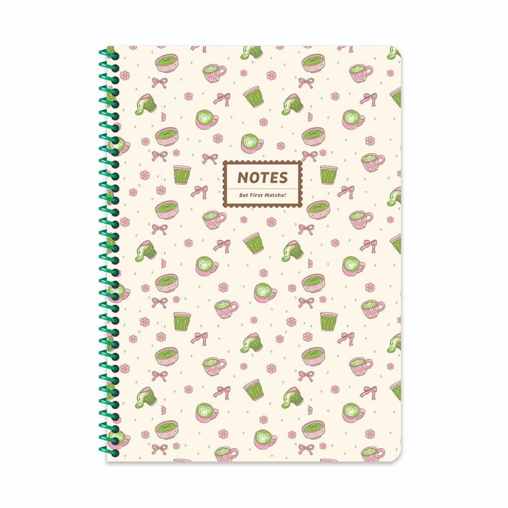 A4 Spiralli Karton Kapak Çizgili Kahve Defter - Krem