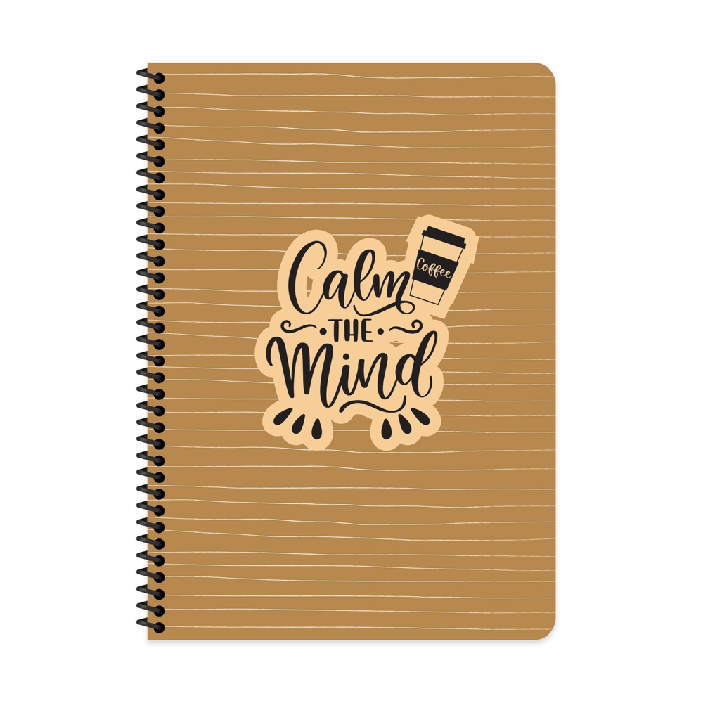 A4 Spiralli Karton Kapak Çizgili Kahve Defter - Mind