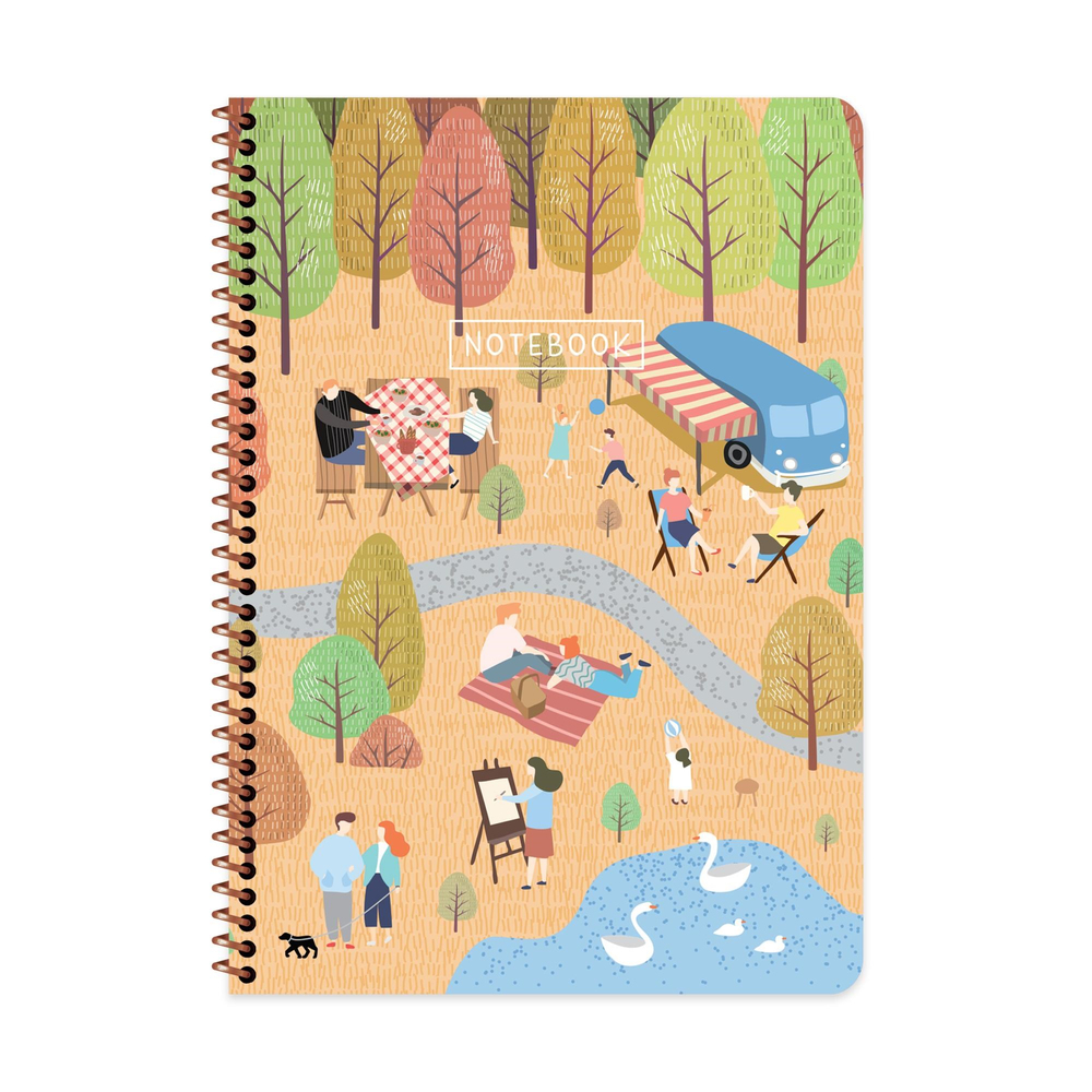 A4 Spiralli Karton Kapak Çizgili Mevsimler Defter - Sonbahar