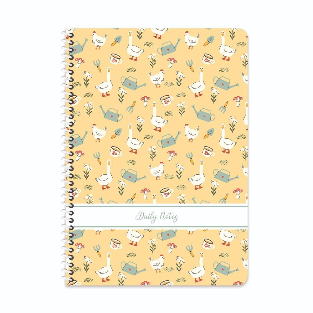 A4 Spiralli Karton Kapak Kareli Doğa Defter - Sarı