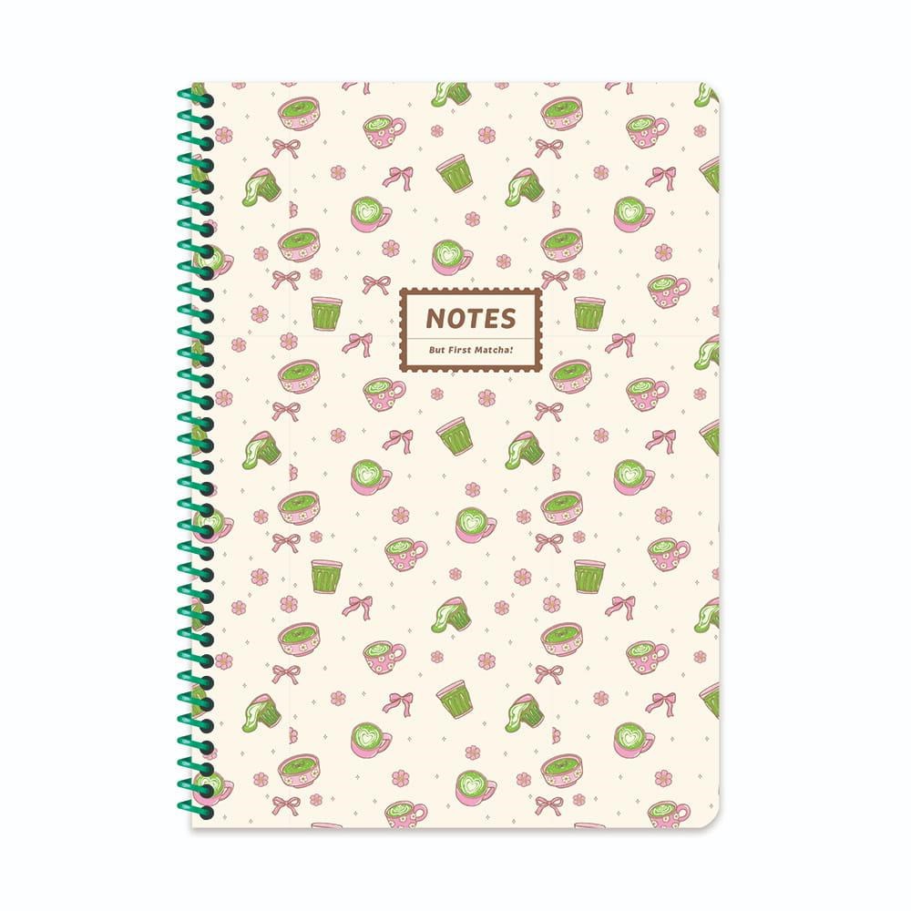 A4 Spiralli Karton Kapak Kareli Kahve Defter - Krem