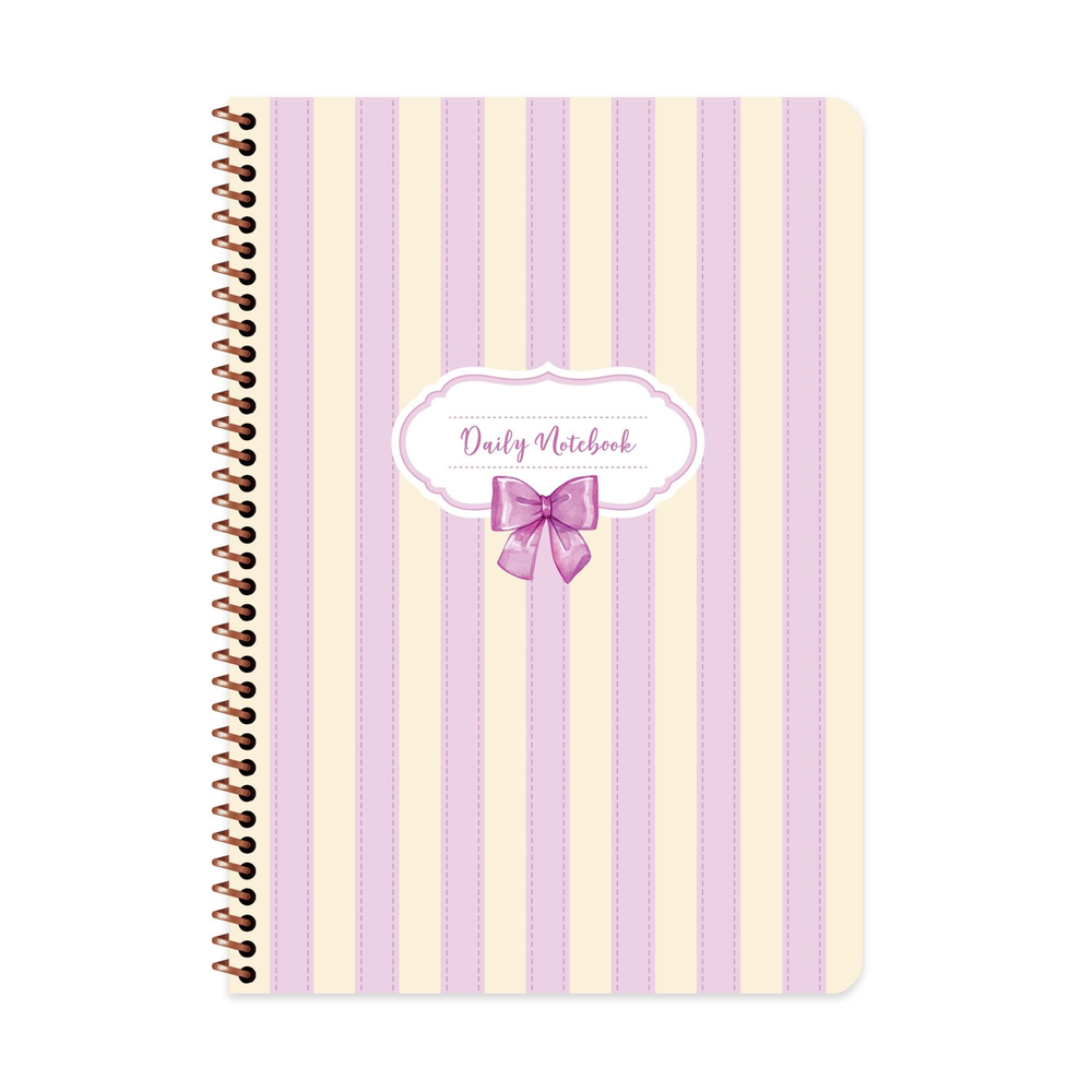 A4 Spiralli Karton Kapak Kareli Kurdele Defter - Mor Kurdele