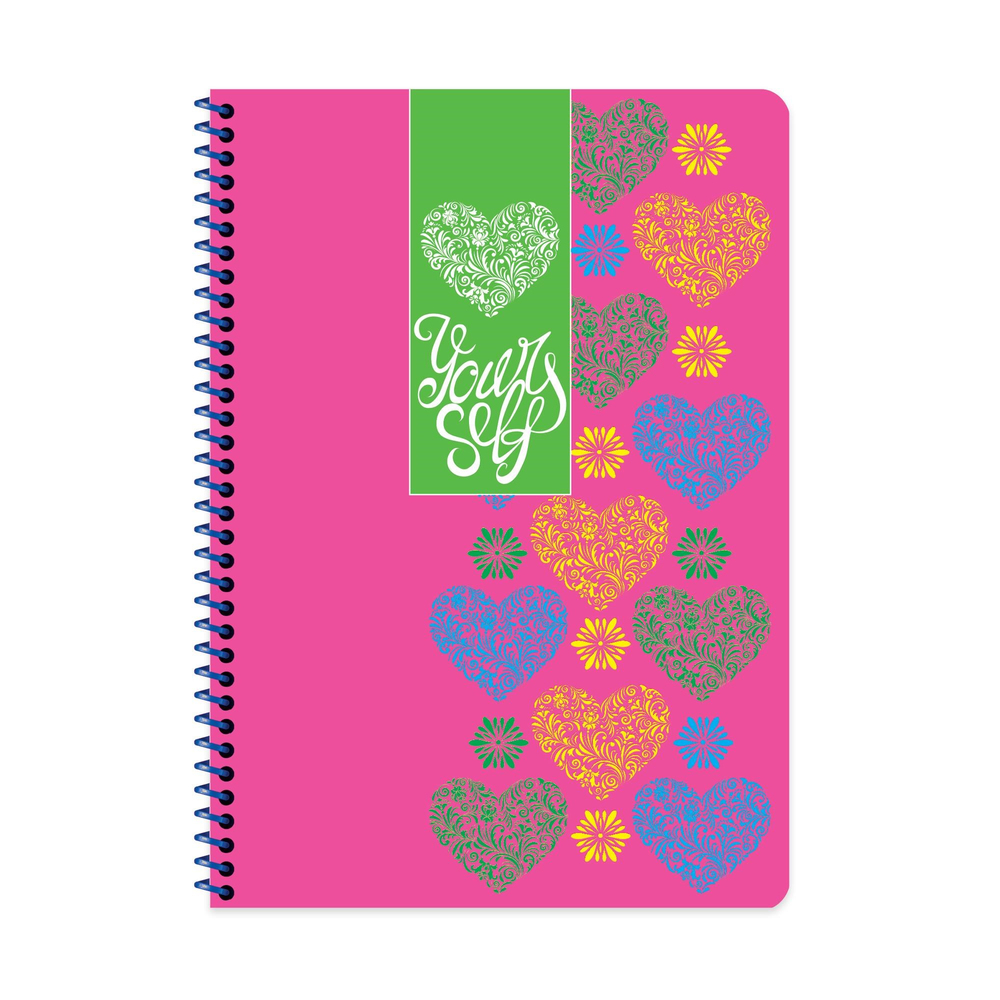 A4 Spiralli Karton Kapak Kareli Neon Defter - Pembe
