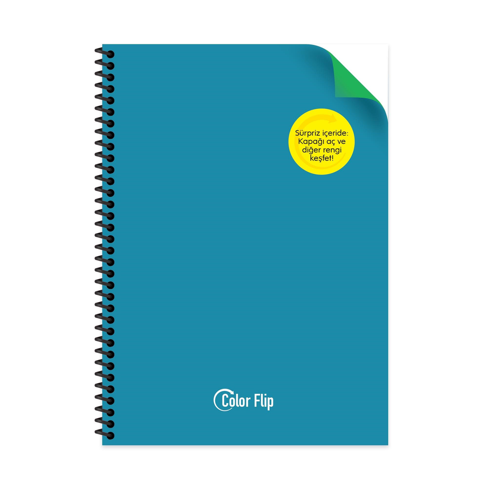 A4 Spiralli PP Kapak Çizgili Çift Renkli Defter - Mavi