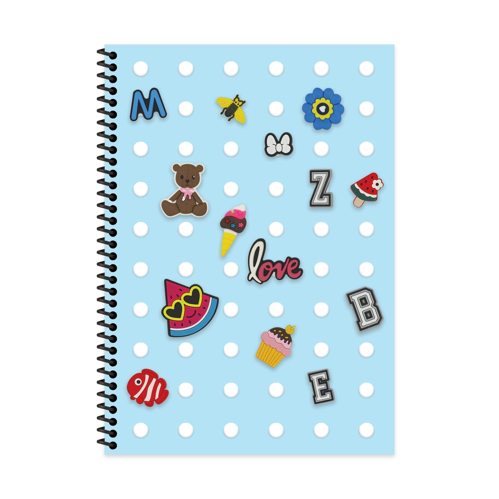 A4 Spiralli PP Kapak Kareli Fun Defter - Mavi