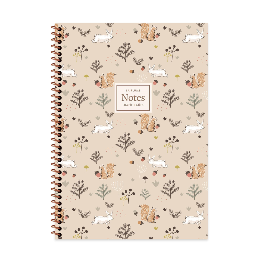 A4 Spiralli PP Kapak Kareli La Plume Forest Defter - Sincap