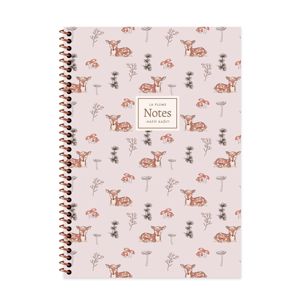 A4 Spiralli PP Kapak Kareli La Plume Forest Defter - Ceylan