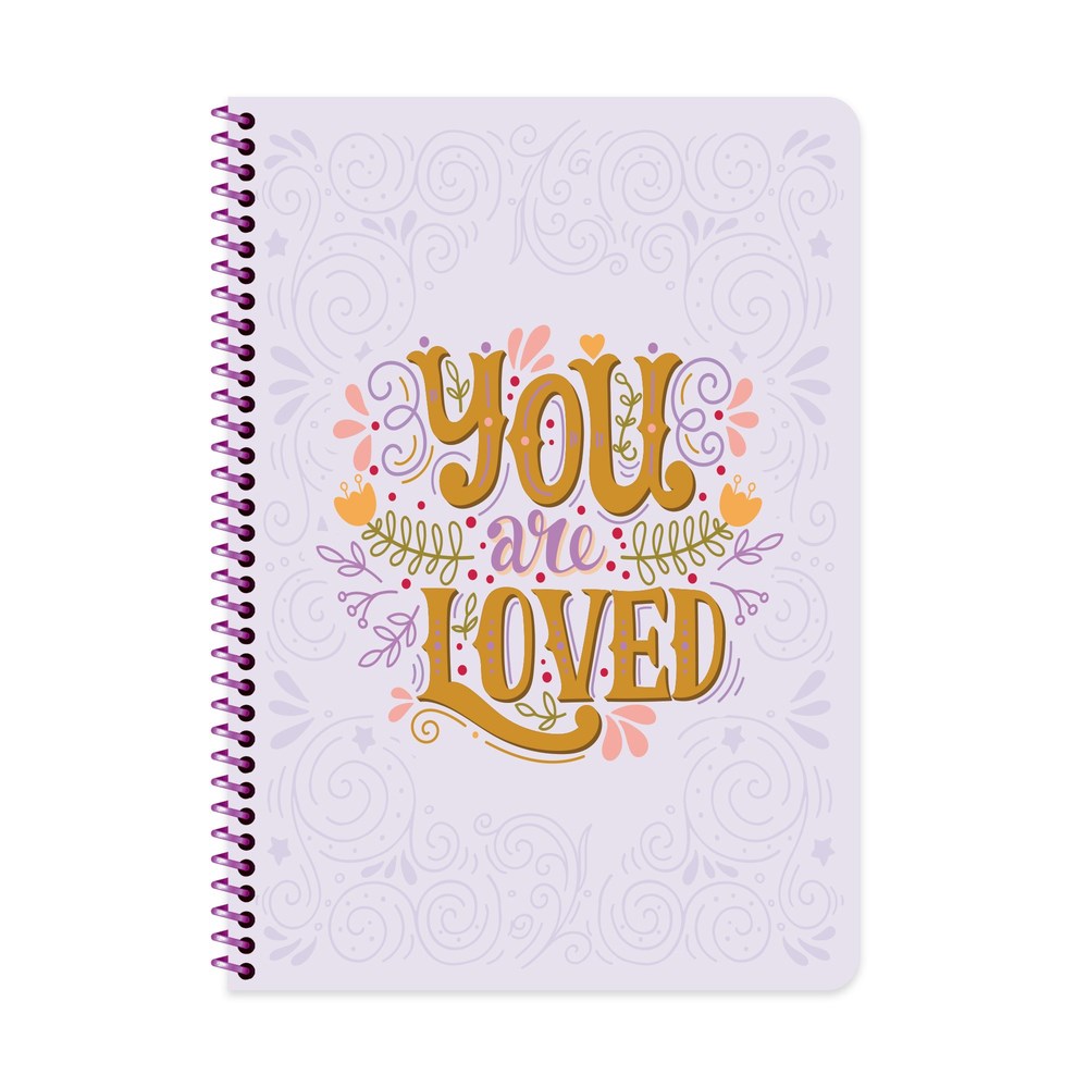A4 Tel Dikişli Plastik Kapak Kareli Motto Defter - Mor