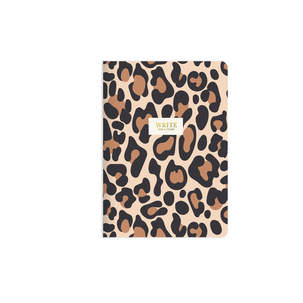 A5 Ciltli Sert Kapak Çizgili Write For A Start Defter - Leopar