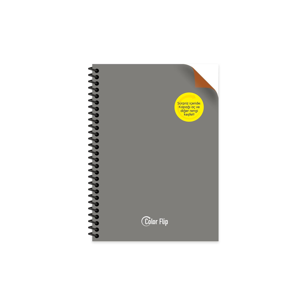 A5 Spiralli PP Kapak Kareli Çift Renkli Defter - Gri