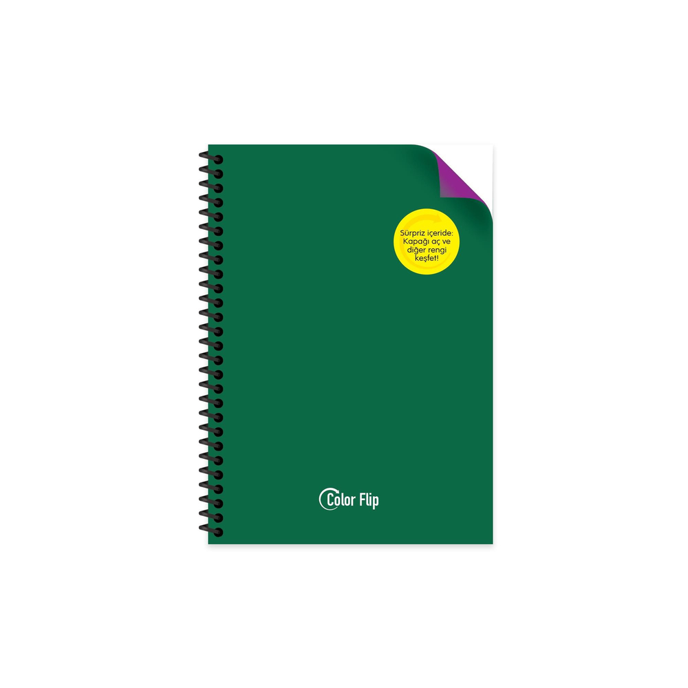 A5 Spiralli PP Kapak Kareli Çift Renkli Defter - Koyu Yeşil