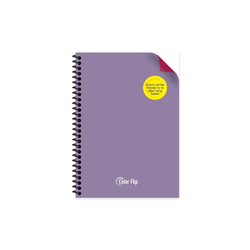 A5 Spiralli PP Kapak Kareli Çift Renkli Defter - Mor