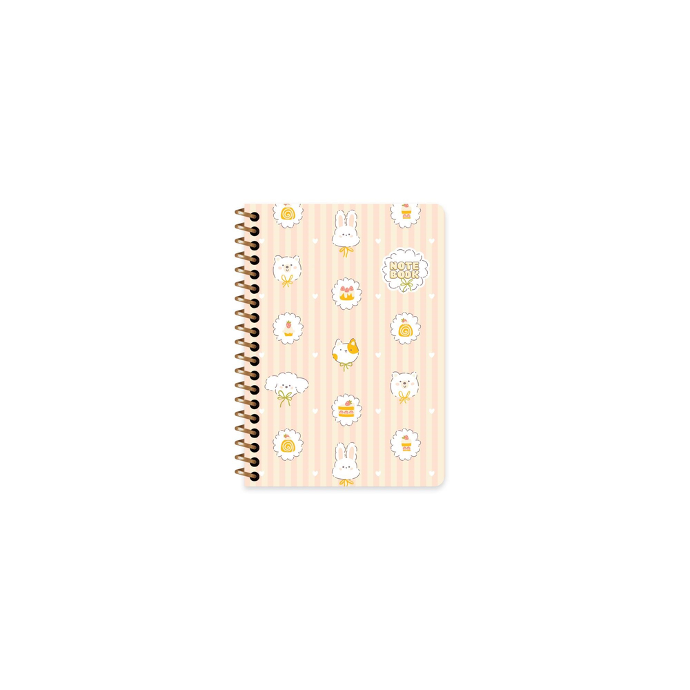 A6 Spiralli Karton Kapak Çizgili Kawaii Defter - Köpek