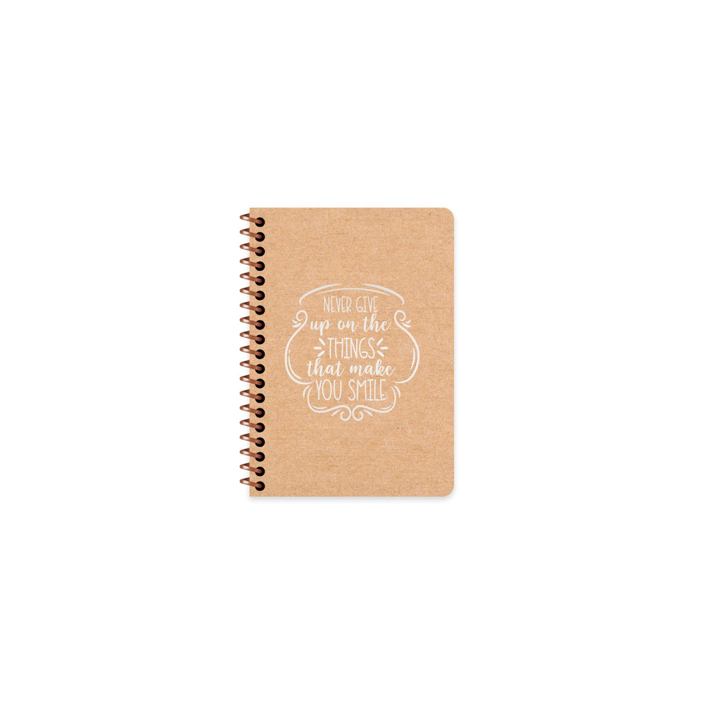 A6 Spiralli Kraft Kapak Çizgili Funky Defter - Smile