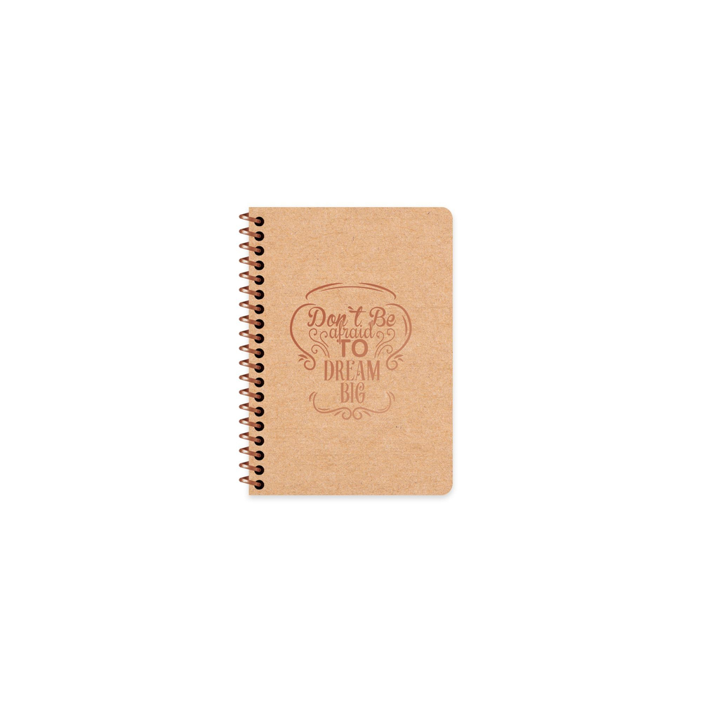 A6 Spiralli Kraft Kapak Çizgili Funky Defter - Dream Big