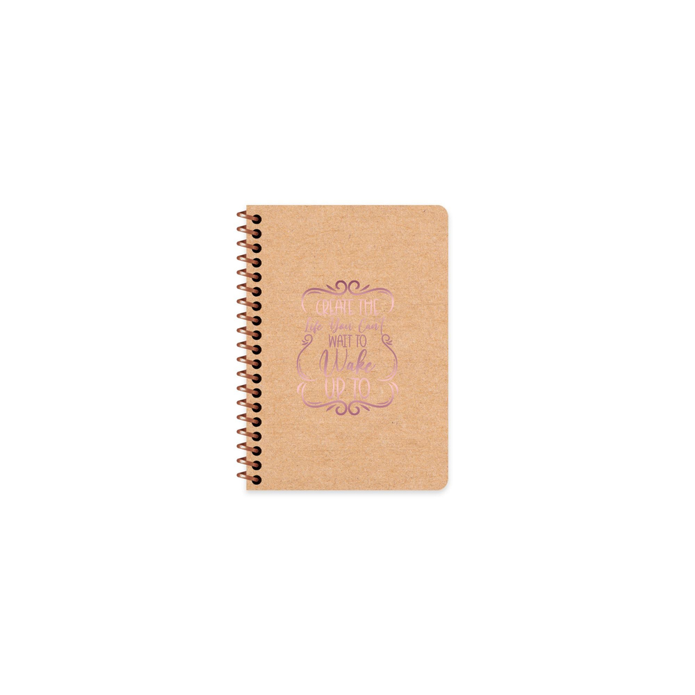 A6 Spiralli Kraft Kapak Çizgili Funky Defter - Wake Up To