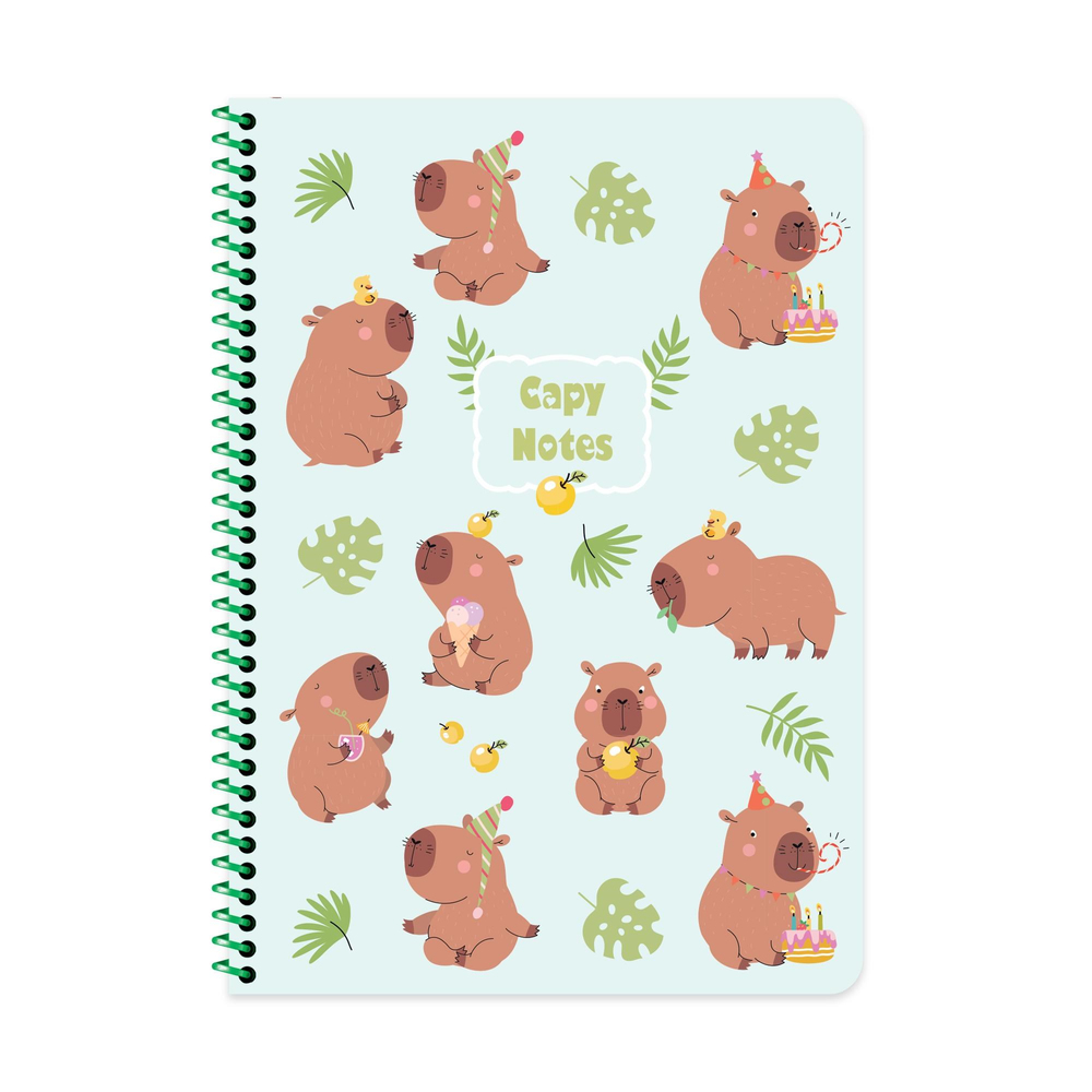 Capy A4 Spiralli Karton Kapak Çizgili Defter - Yeşil