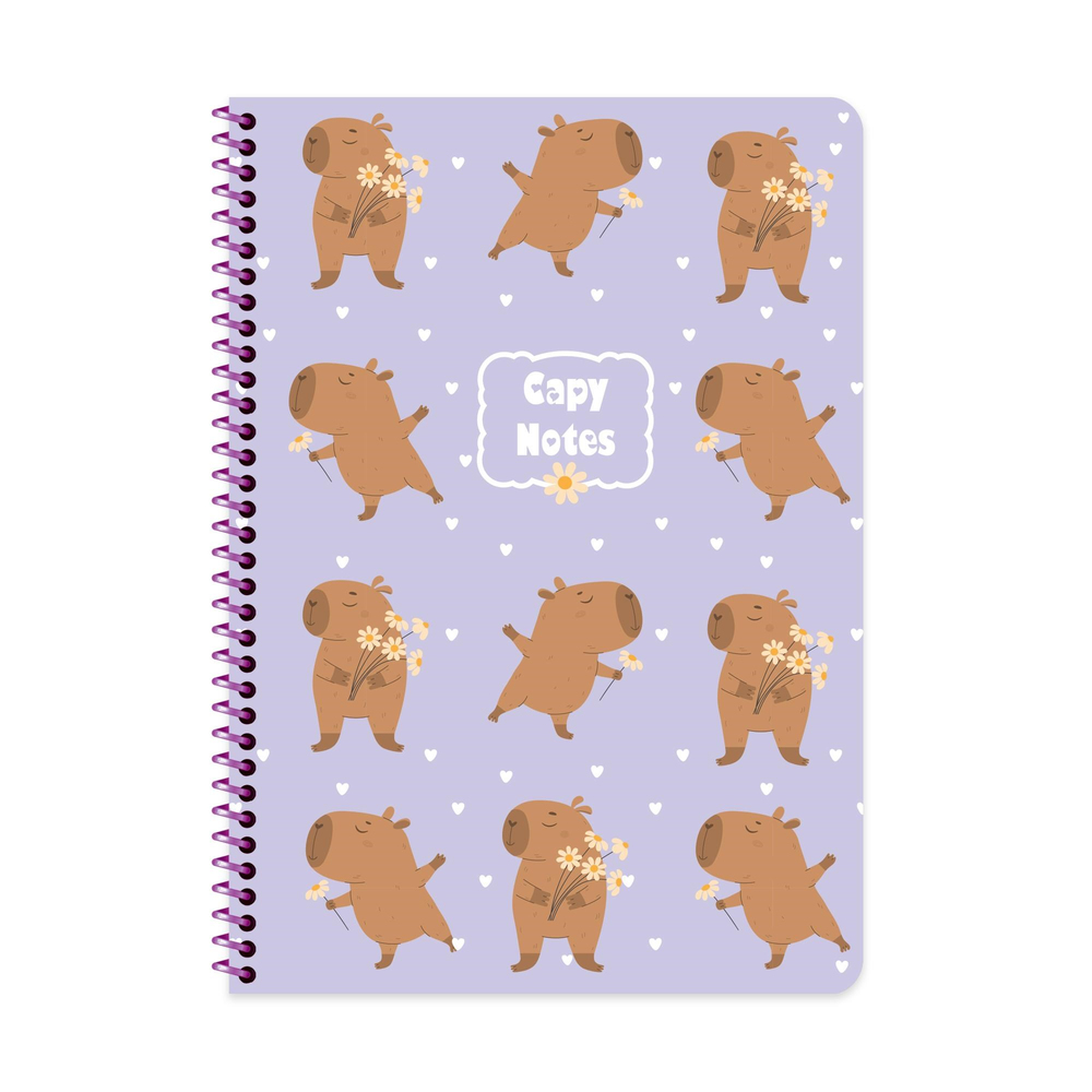 Capy A4 Spiralli Karton Kapak Çizgili Defter - Mor