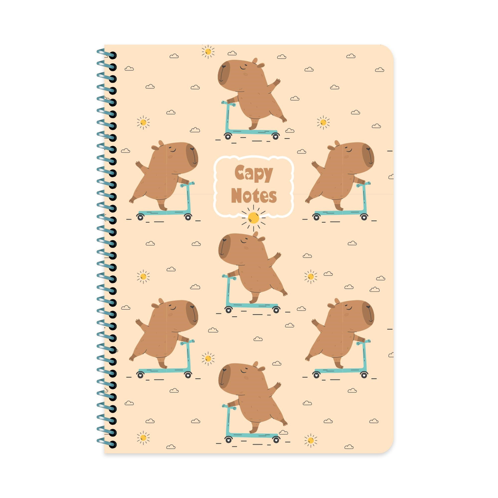 Capy A4 Spiralli Karton Kapak Çizgili Defter - Kahverengi