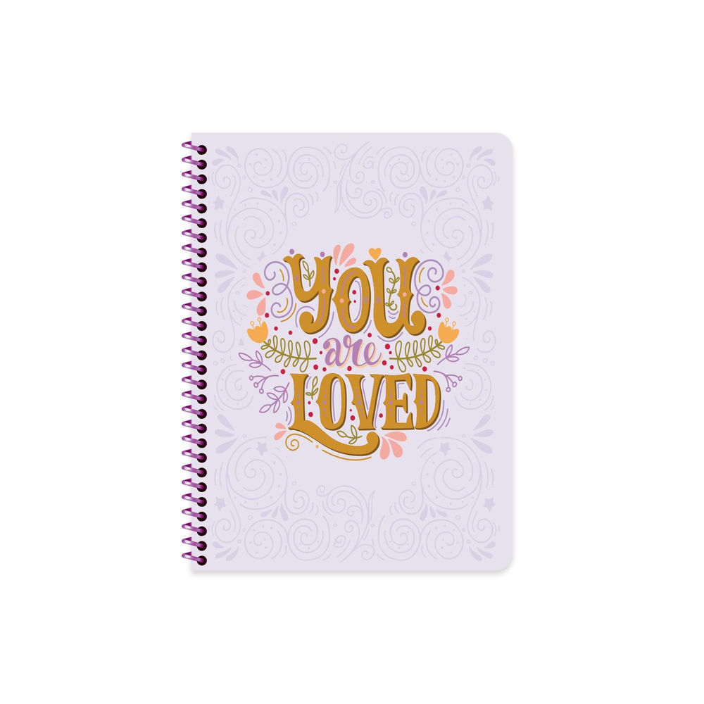 Çizgili Spiralli Motto Defter 16,5 x 22,5 CM - Mor