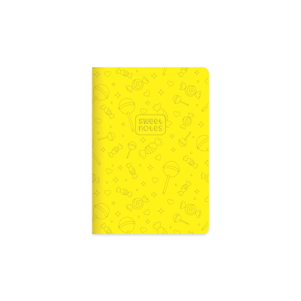 Çizgili  Termo deri ve Sert Kapak  Neon Şeker Defter 14 x 20 CM - Sarı