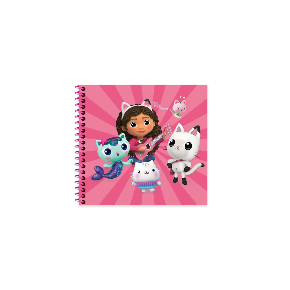 Gabby'nin Hayal Evi 16x15 Spiralli Sert Kapak Çizgili Defter - Pembe