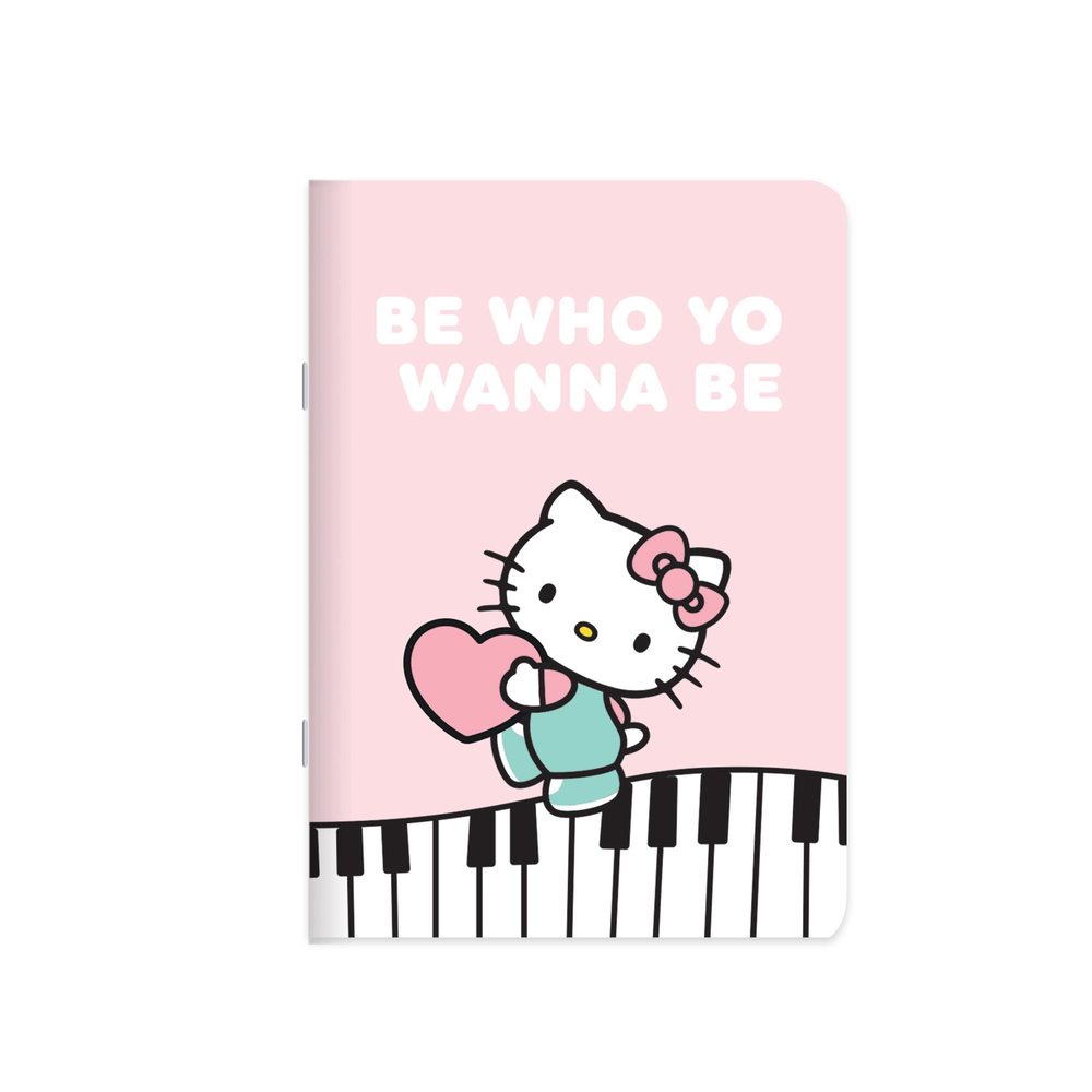 Hello Kitty 18,5x26 Tel Dikişli Karton Kapak Stickerli Çizgili Defter - Karışık Renkler