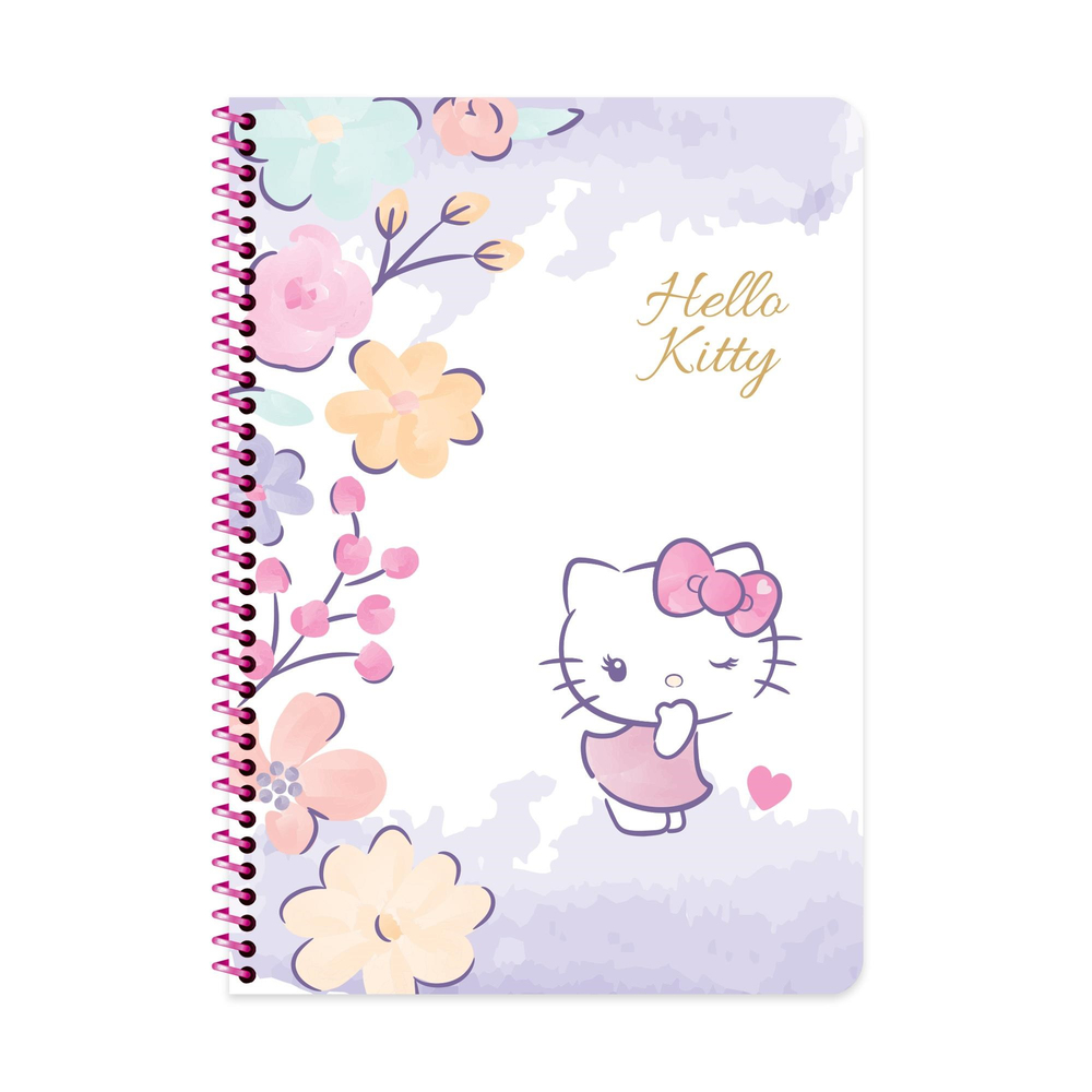 Hello Kitty A4 Spiralli Karton Kapak Çizgili Defter - Beyaz