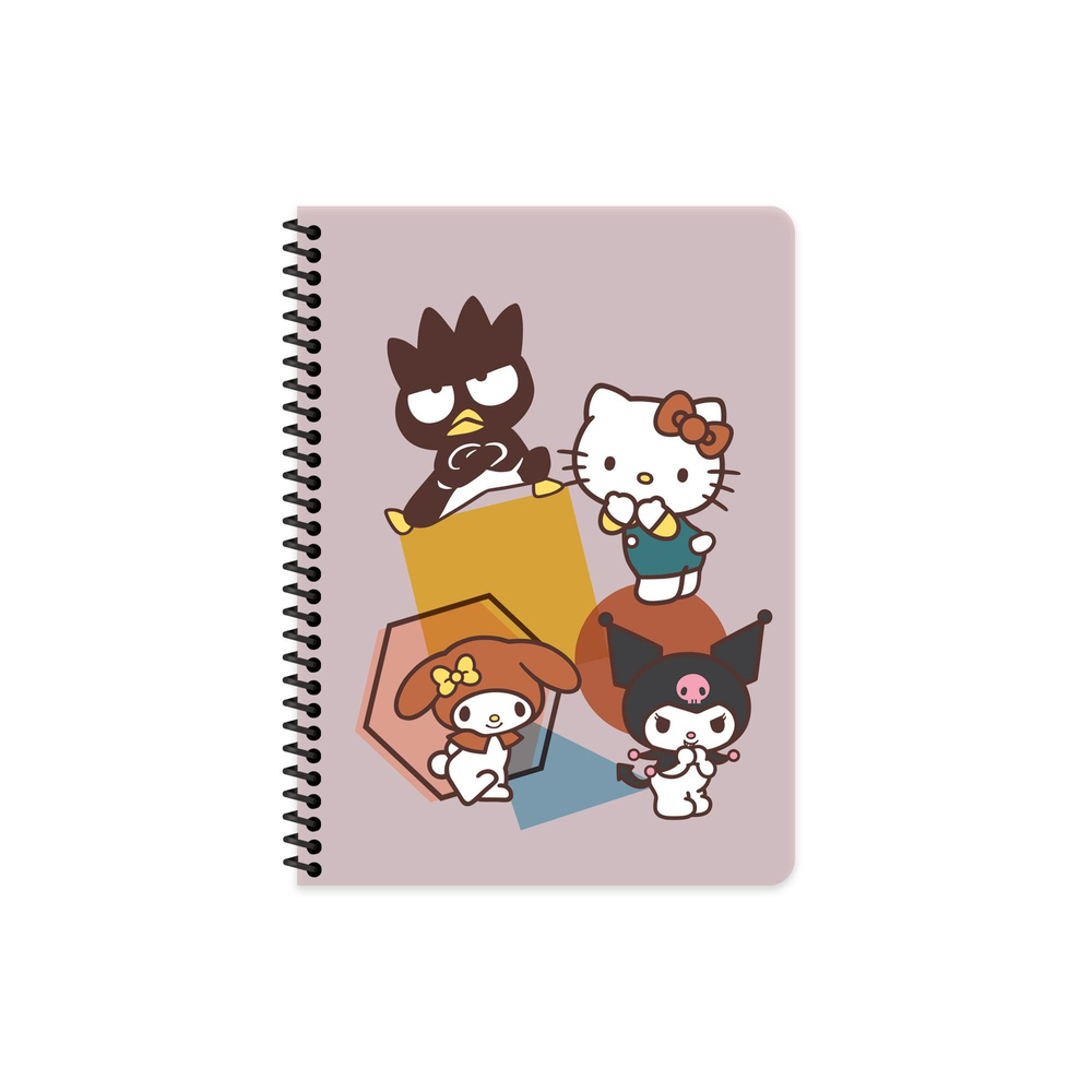 Hello Kitty and Friends 16,5x22,5 Spiralli Karton Kapak Çizgili Defter - Mor