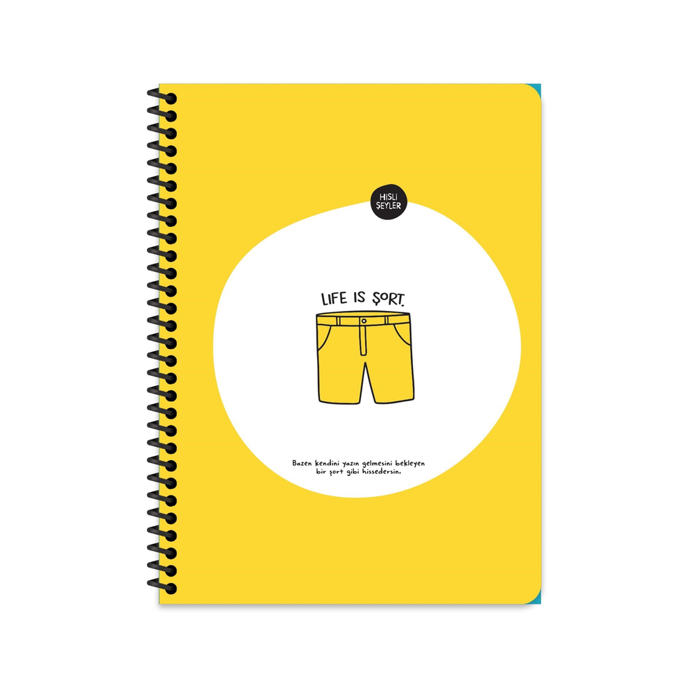 Hisli Şeyler 18,5x25 Spiralli Karton Kapak Çizgili Defter - Life Is Şort