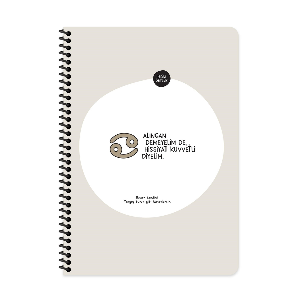 Hisli Şeyler A4 Spiralli Karton Kapak Kareli Stickerli Burçlar Serisi Defter - Kibirli Demeyelim De Özgüveni Yüksek Diyelim
