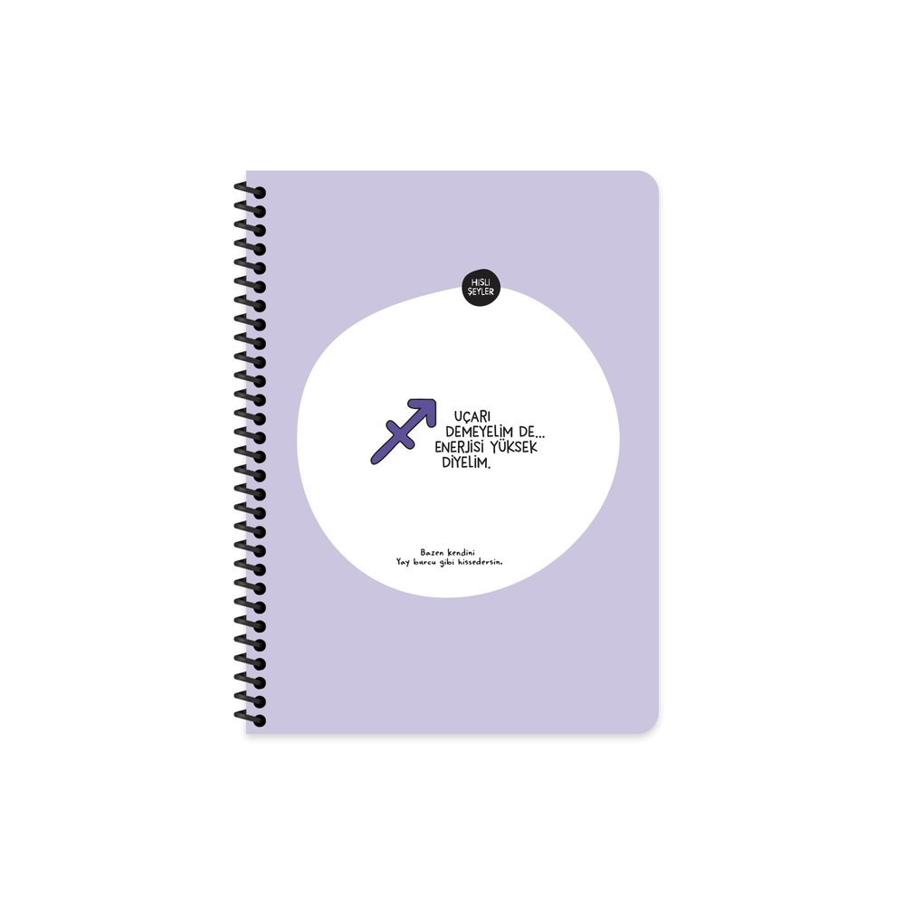 Hisli Şeyler A4 Spiralli Karton Kapak Çizgili Stickerli Burçlar Serisi Defter - Uçarı Demeyelim De Enerjisi Yüksek Diyelim