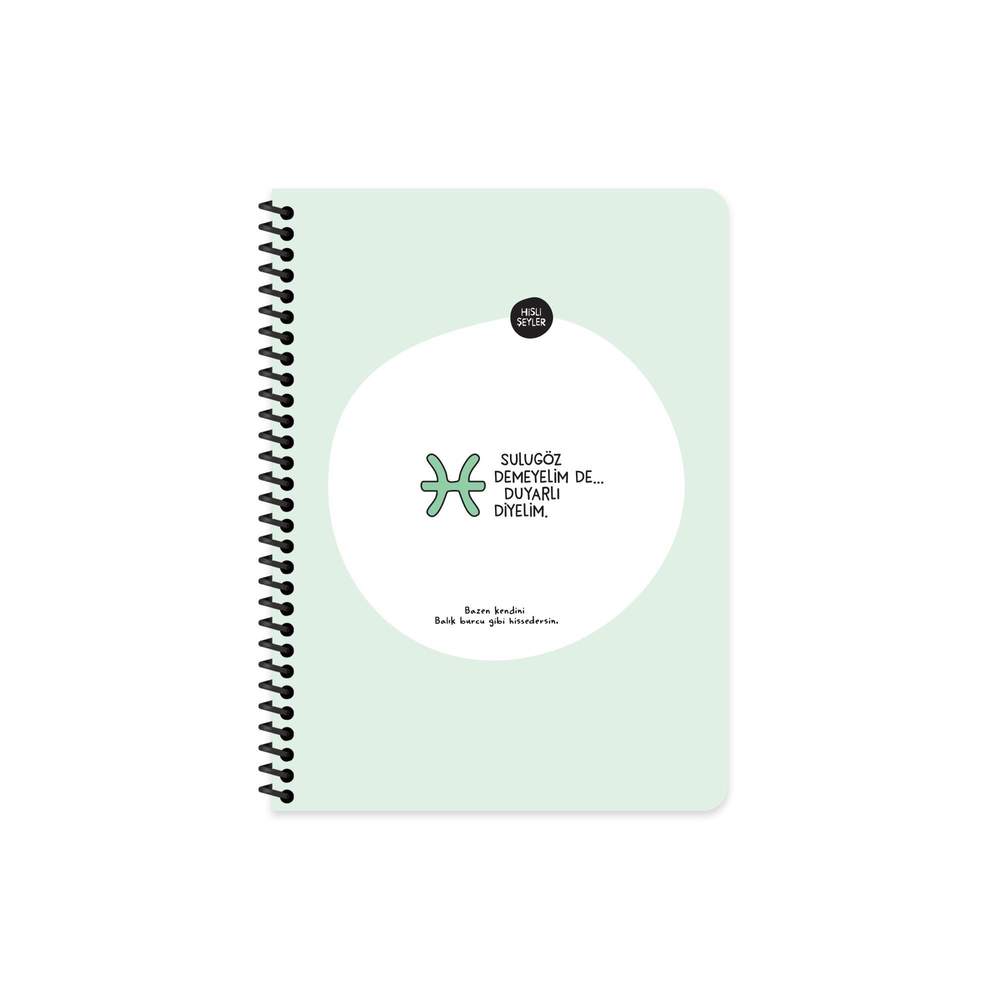 Hisli Şeyler A4 Spiralli Karton Kapak Çizgili Stickerli Burçlar Serisi Defter - Sulugöz Demeyelim De Duyarlı Diyelim