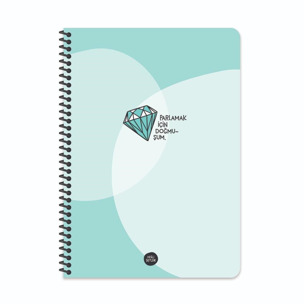 Hisli Şeyler A4 Spiralli Karton Kapak Kareli Defter - Parlamak İçin Doğmuşum