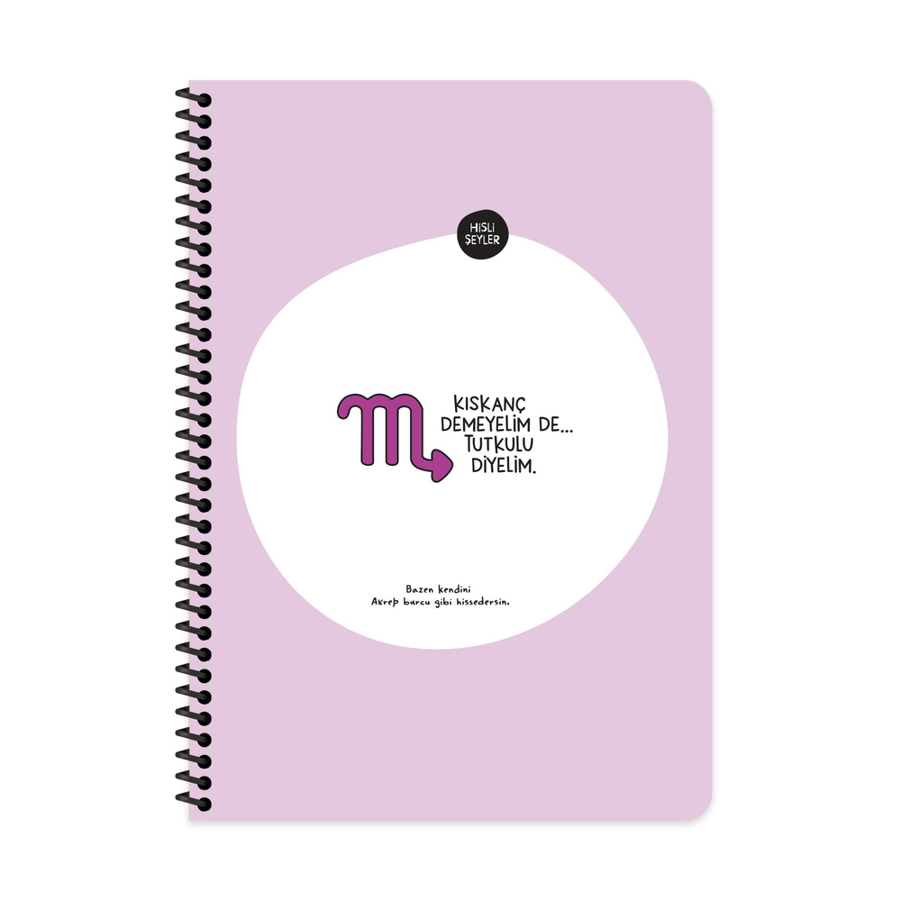 Hisli Şeyler A4 Spiralli Karton Kapak Kareli Stickerli Burçlar Serisi Defter - Alıngan Demeyelim De Hisleri Kuvvetli Diyelim