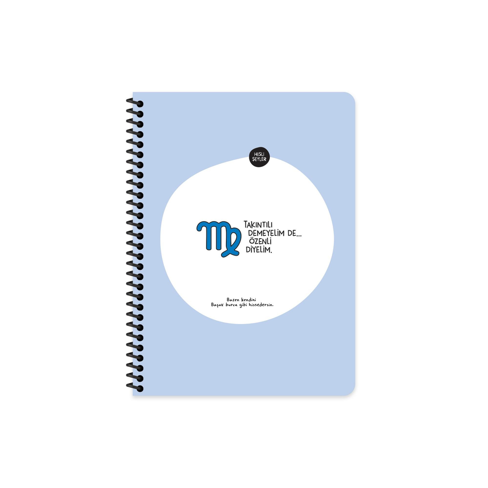 Hisli Şeyler A4 Spiralli Karton Kapak Çizgili Stickerli Burçlar Serisi Defter - Takıntılı Demeyelim De Özenli Diyelim